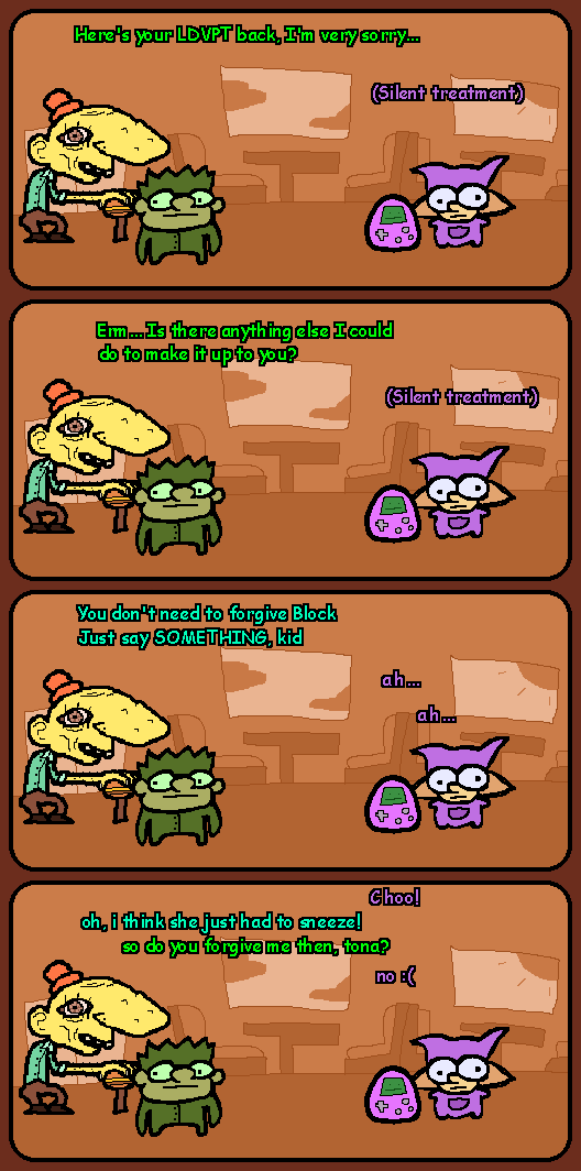 Block begs for Tona's forgiveness.